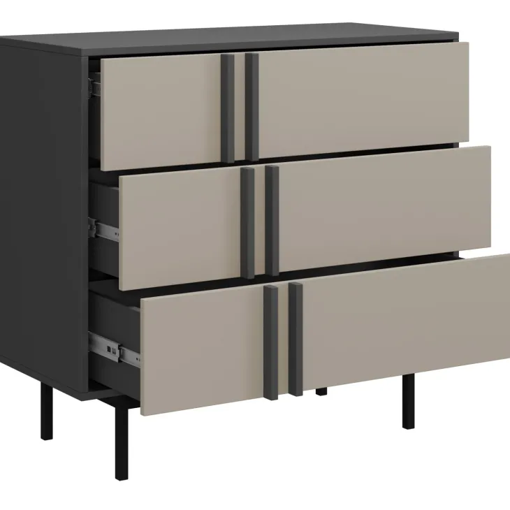 Cassettiera 93x87 cm 3 cassetti antracite beige Essenzia