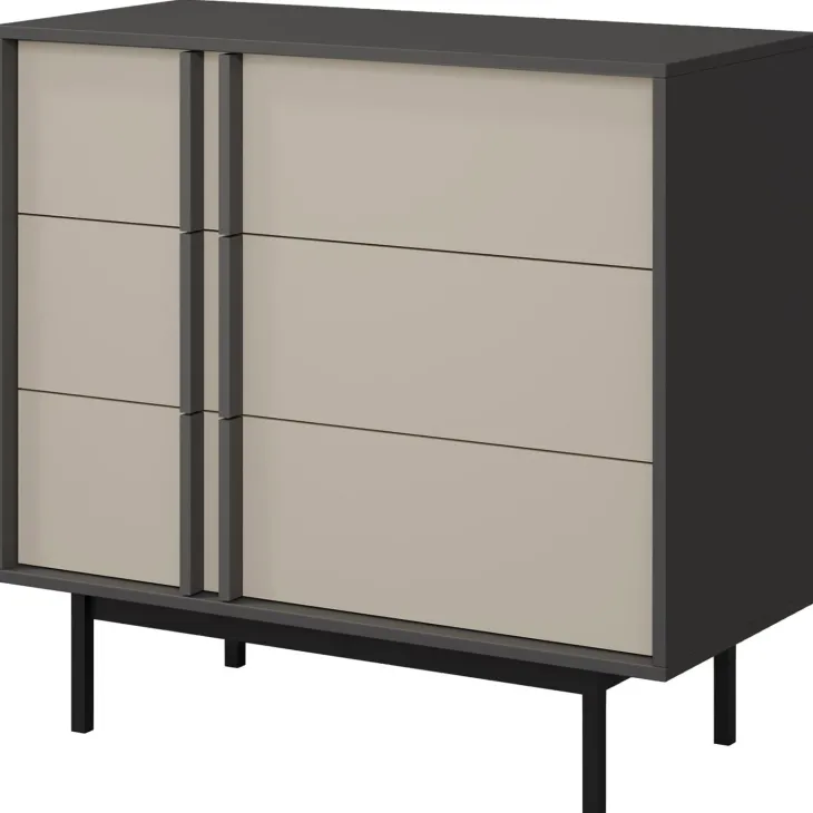 Cassettiera 93x87 cm 3 cassetti antracite beige Essenzia