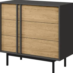 Cassettiera 93x87 cm 3 cassetti antracite rovere Essenzia