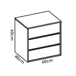 Cassettiera 60x60cm per armadio scorrevole 3 cassetti interna Royal