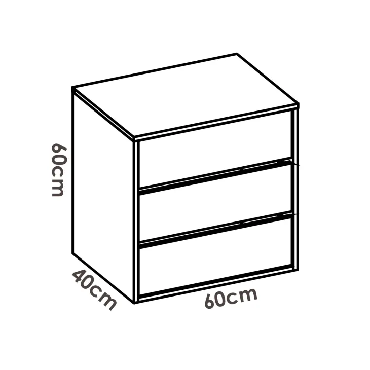 Cassettiera 60x60cm per armadio scorrevole 3 cassetti interna Royal