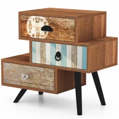 Cassettiera 59x53h cm acciaio nero multicolore con stampe Kabul