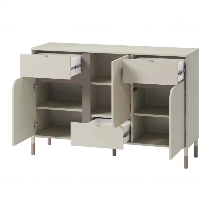 Cassettiera 130x87h cm 3 ante 3 cassetti multiuso beige cashmere Rita