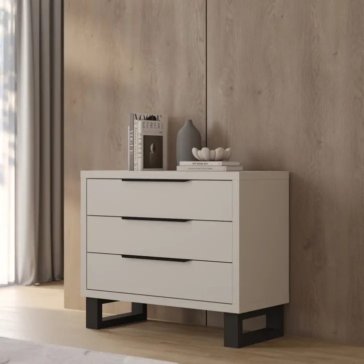 Cassettiera 100x83h cm 3 cassetti beige cashmere Petra