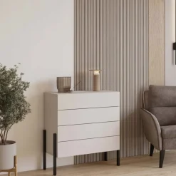 Cassettiera 84x90h cm 4 cassetti beige cashmere Simple