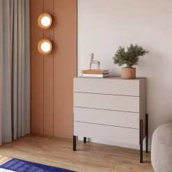 Cassettiera 84x90h cm 4 cassetti beige cashmere Simple