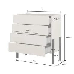 Cassettiera 84x90h cm 4 cassetti beige cashmere Simple