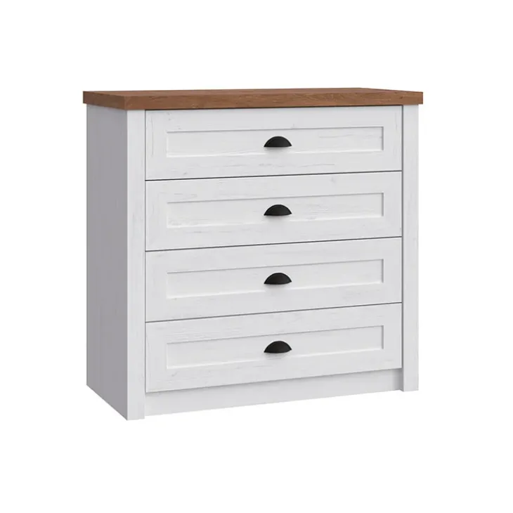 Cassettiera 88x88h cm 4 cassetti bianco frassinato rovere Provenza
