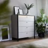 Cassettiera 101x115h cm 4 cassetti con LED grigio nero Luna