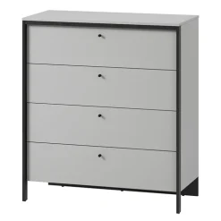 Cassettiera 101x115h cm 4 cassetti con LED grigio nero Luna