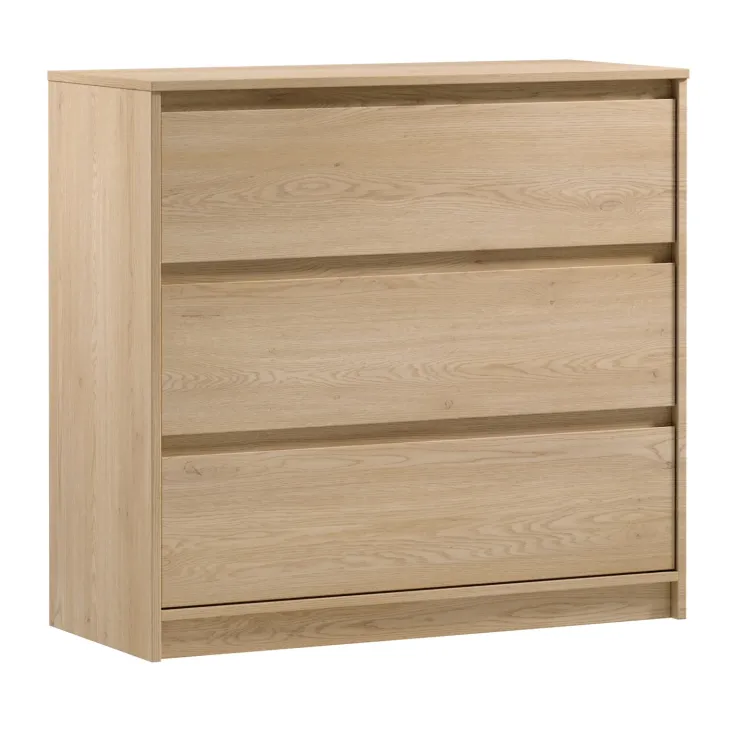 Cassettiera 92x87h cm 3 cassetti moderna rovere Funny