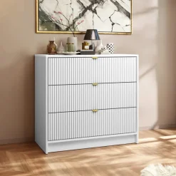 Cassettiera 80x75h cm 3 cassetti moderna bianco Athena