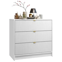 Cassettiera 80x75h cm 3 cassetti moderna bianco Athena