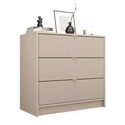 Cassettiera 80x75h cm 3 cassetti moderna beige Athena