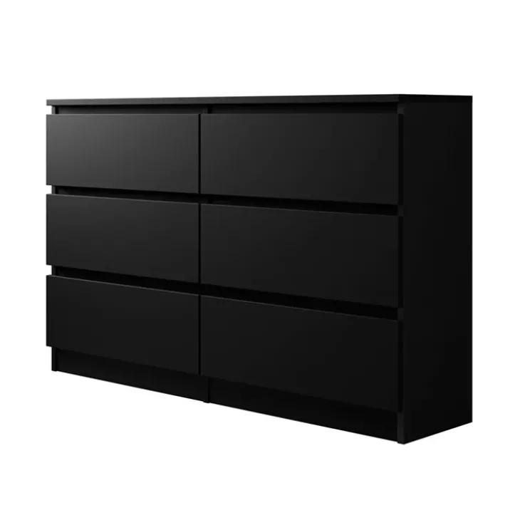 Cassettiera 120x77h cm 6 cassetti moderna nero Rotterdam