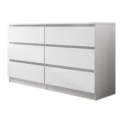 Cassettiera 139x77h cm 6 cassetti moderna bianco Rotterdam