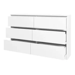 Cassettiera 120x77h cm 6 cassetti moderna bianco Rotterdam
