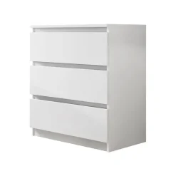Cassettiera 70x77h cm 3 cassetti moderna bianco Rotterdam