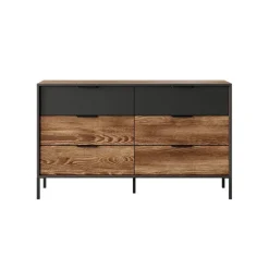 Cassettiera 137x82h cm 6 cassetti quercia nero Smooty