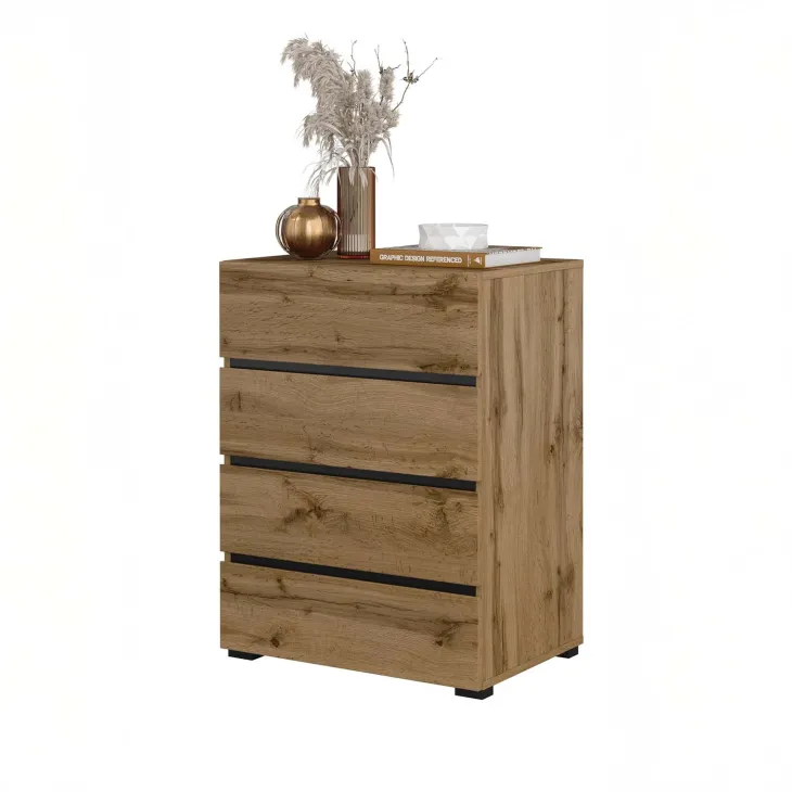 Cassettiera 60x79h cm 4 cassetti rovere Lolla