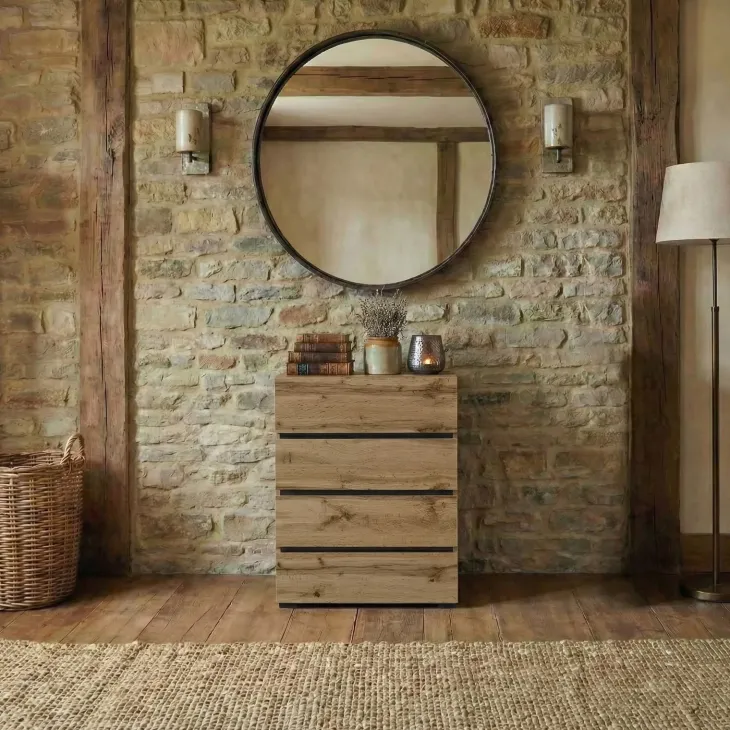 Cassettiera 60x79h cm 4 cassetti rovere Lolla