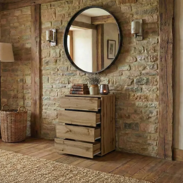 Cassettiera 60x79h cm 4 cassetti rovere Lolla
