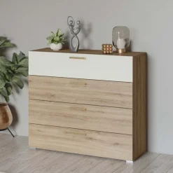 Cassettiera 100x91h cm 4 cassetti rovere beige Ama
