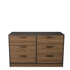 Cassettiera 130x81h cm 6 cassetti rovere scuro nero frassinato Loly