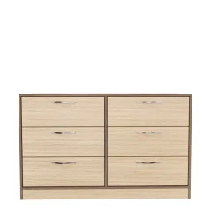 Cassettiera 130x81h cm 6 cassetti rovere chiaro e rovere scuro Pitigliano