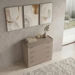 Cassettiera 90x88h cm 4 cassetti rovere scuro marrone Rebecca