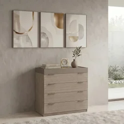 Cassettiera 90x88h cm 4 cassetti rovere scuro marrone Rebecca