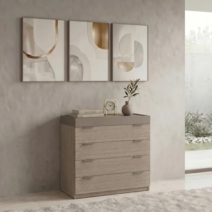 Cassettiera 90x88h cm 4 cassetti rovere scuro marrone Rebecca