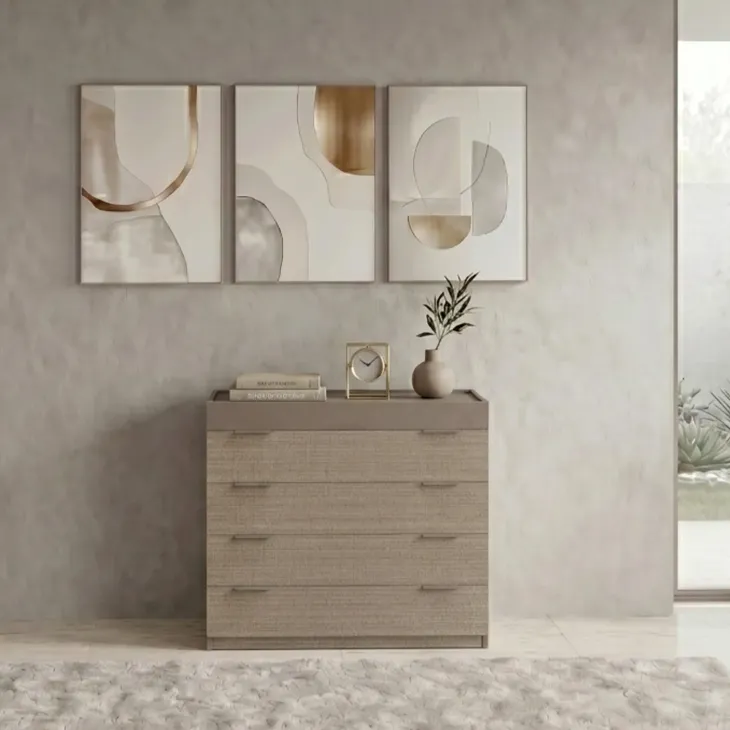 Cassettiera 90x88h cm 4 cassetti rovere scuro marrone Rebecca