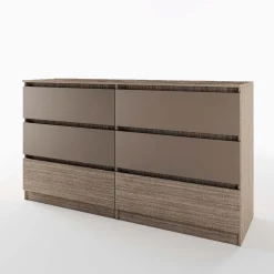 Cassettiera 138x81h cm 6 cassetti rovere scuro marrone Imma