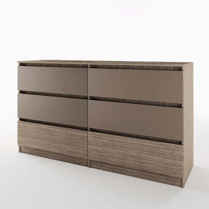 Cassettiera 138x81h cm 6 cassetti rovere scuro marrone Imma