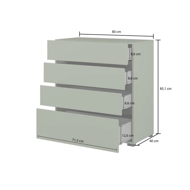 Cassettiera 80x85h cm 4 cassetti rovere Lolla