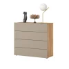 Cassettiera 100x91h cm 4 cassetti tortora rovere Lise