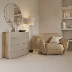 Cassettiera 100x91h cm 4 cassetti tortora rovere Lise