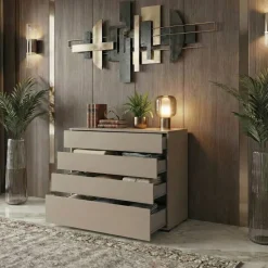 Cassettiera 80x85h cm 4 cassetti tortora Lolla