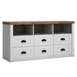 Cassettiera 130x68h cm 6 cassetti 3 vani bianco frassinato rovere Provenza