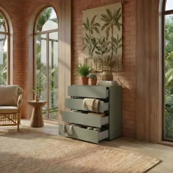 Cassettiera 60x79h cm 4 cassetti verde Lolla