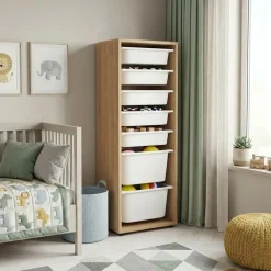 Cassettiera 45x125h cm colonna portagiochi multiuso rovere Fast Concordia