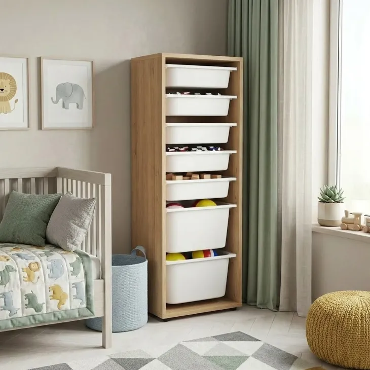 Cassettiera 45x125h cm colonna portagiochi multiuso rovere Fast Concordia
