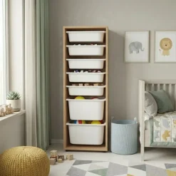 Cassettiera 45x125h cm colonna portagiochi multiuso rovere Fast Concordia