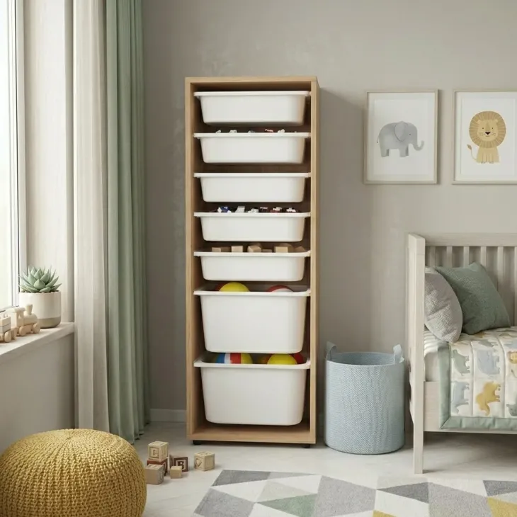 Cassettiera 45x125h cm colonna portagiochi multiuso rovere Fast Concordia