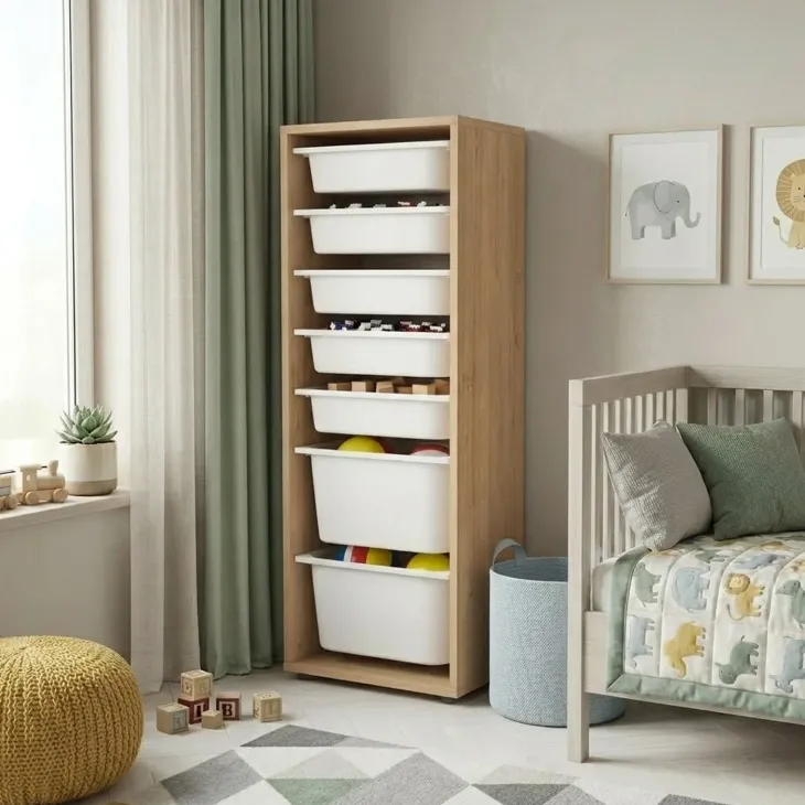 Cassettiera 45x125h cm colonna portagiochi multiuso rovere Fast Concordia