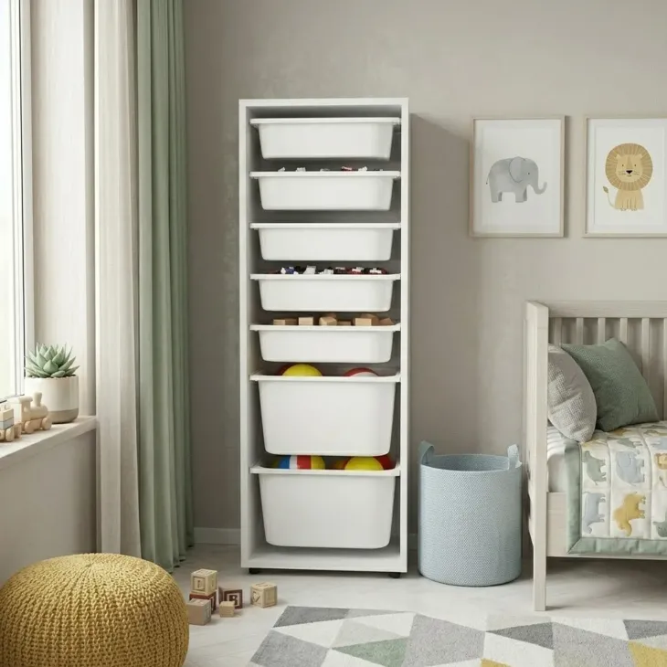 Cassettiera 45x125h cm colonna portagiochi multiuso bianco Fast Concordia