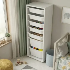 Cassettiera 45x125h cm colonna portagiochi multiuso bianco Fast Concordia