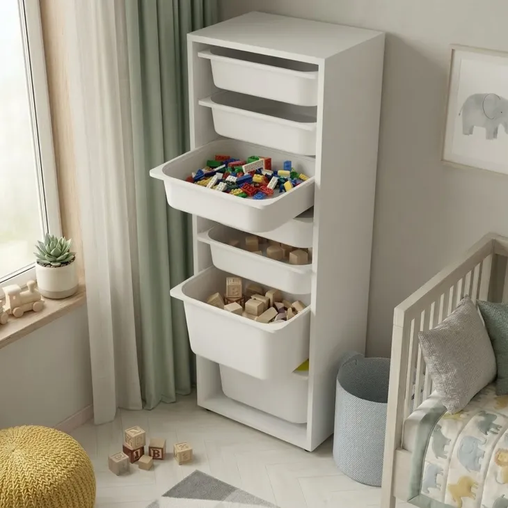 Cassettiera 45x125h cm colonna portagiochi multiuso bianco Fast Concordia