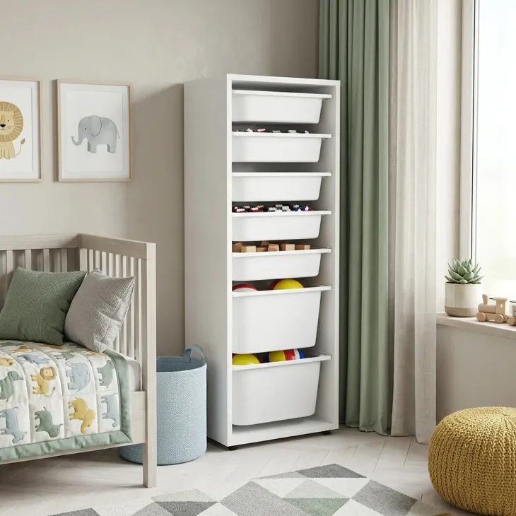 Cassettiera 45x125h cm colonna portagiochi multiuso bianco Fast Concordia